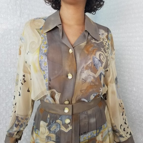 SOLD🌈1990s Laurèl oversized silk blouse & skirt - Picture 3 of 16